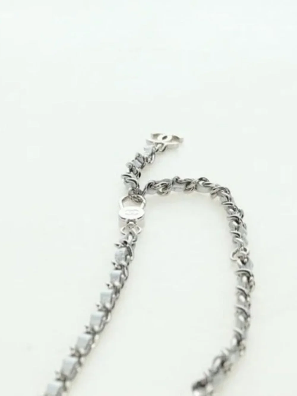 CHANEL Chain Shoulder Bag Leather Silver CC Auth 170531SAM